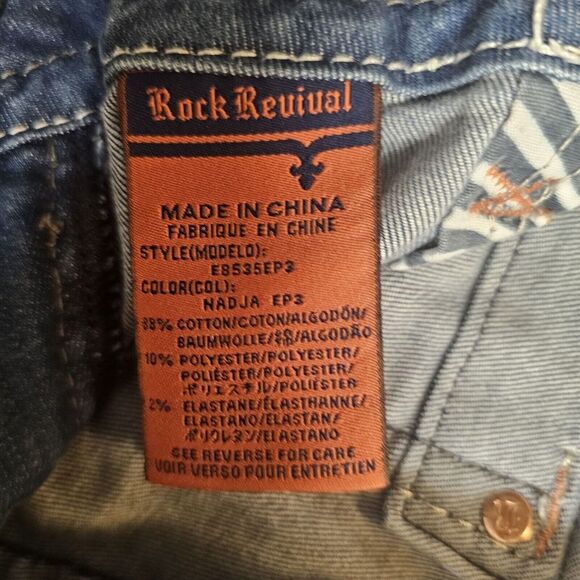 Rock Revival Women Jeans Yazhi Easy Crop Leg light wash with fading Size 32 - Picture 12 of 13